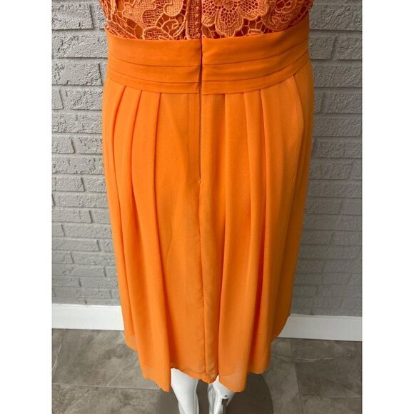 Eva Mendes Sleeveless Orange Lace Dress Size 8 - Picture 6 of 10